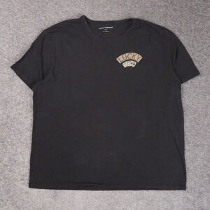 Lucky Brand Cards Skull Wings Grunge 2XL Black Short Sleeve T-Shirt